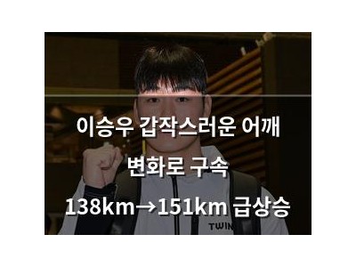 이승우 갑작스러운 어깨 변화로 구속 138km→151km 급상승