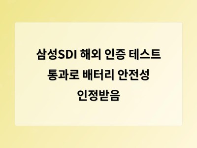 삼성SDI UPS 배터리 글로벌 안전 기준 통과로 해외 시장 확대 기대