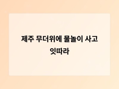 제주도 해수욕장 물놀이 사고 늘어 안전 수칙 지키는 것이 중요